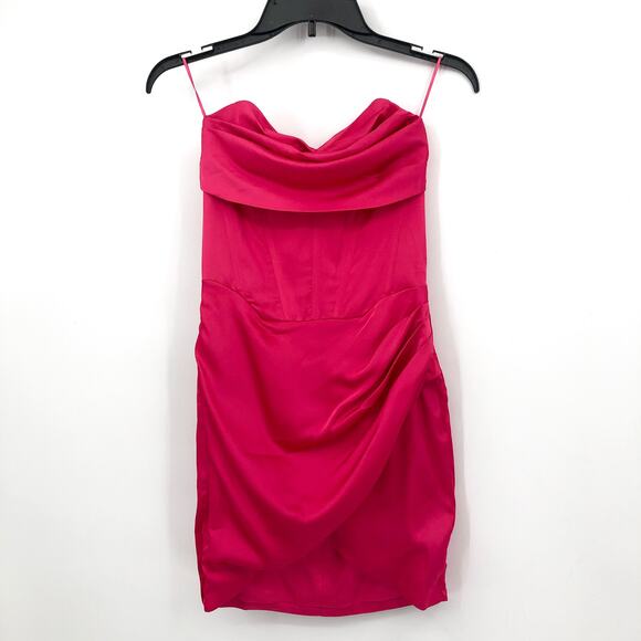 BARDOT Womens Trinity Corset Dress XL US 10 Pink Satin Strapless Cocktail NWT - Picture 3 of 10